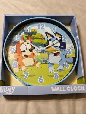BLUEY Themed Light Blue Kids Wall Clock - Official Bluey Design
